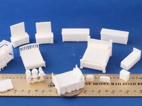 Bedroom HO Scale Expiremental Layout in White Natural Versatile Plastic