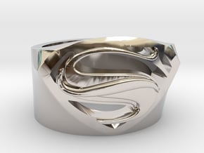 Superman Ring - Man Of Steel Ring US11 in Rhodium Plated Brass
