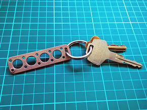 V8 Engine Head Gasket Key Chain in Polished Bronzed Silver Steel