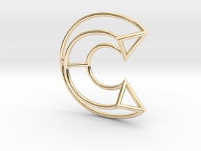C Pendant in 14k Gold Plated Brass