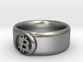Bitcoin Ring (BTC) - Size 9.0 (U.S., 18.95mm dia) in Natural Silver