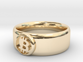 Bitcoin Ring (BTC) - Size 11.0 (U.S. 20.57mm dia) in 14k Gold Plated Brass