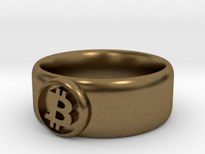 Bitcoin Ring (BTC) - Size 9.0 (U.S., 18.95mm dia) in Natural Bronze
