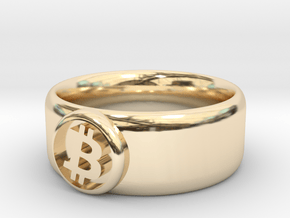 Bitcoin Ring (BTC) - Size 9.0 (U.S., 18.95mm dia) in 14k Gold Plated Brass