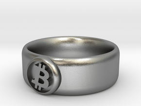 Bitcoin Ring (BTC) - Size 11.0 (U.S. 20.57mm dia) in Natural Silver