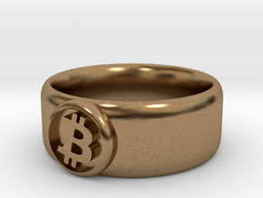 Bitcoin Ring (BTC) - Size 9.0 (U.S., 18.95mm dia) in Natural Brass