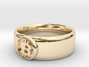 Bitcoin Ring (BTC) - Size 11.5 (U.S. 20.98mm dia) in 14k Gold Plated Brass