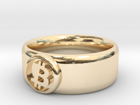 Bitcoin Ring (BTC) - Size 9.5 (U.S. 19.35mm dia) in 14k Gold Plated Brass
