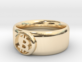 Bitcoin Ring (BTC) - Size 8.5 (U.S. 18.54mm dia) in 14k Gold Plated Brass