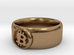Bitcoin Ring (BTC) - Size 8.5 (U.S. 18.54mm dia) in Natural Brass
