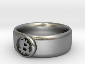 Bitcoin Ring (BTC) - Size 11.5 (U.S. 20.98mm dia) in Natural Silver