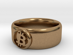 Bitcoin Ring (BTC) - Size 9.5 (U.S. 19.35mm dia) in Natural Brass