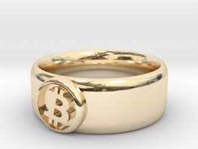 Bitcoin Ring (BTC) - Size 10.0 (U.S. 19.76mm dia) in 14k Gold Plated Brass