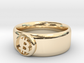 Bitcoin Ring (BTC) - Size 10.5 (U.S. 20.17mm dia) in 14k Gold Plated Brass