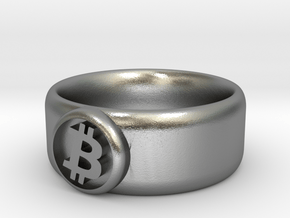 Bitcoin Ring (BTC) - Size 8.5 (U.S. 18.54mm dia) in Natural Silver
