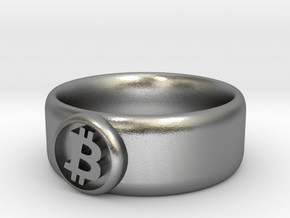 Bitcoin Ring (BTC) - Size 10.0 (U.S. 19.76mm dia) in Natural Silver
