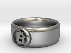 Bitcoin Ring (BTC) - Size 9.5 (U.S. 19.35mm dia) in Natural Silver