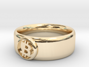 Bitcoin Ring (BTC) - Size 12.0 (U.S. 21.39mm dia) in 14k Gold Plated Brass