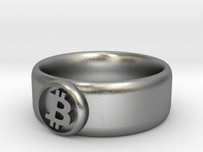 Bitcoin Ring (BTC) - Size 10.5 (U.S. 20.17mm dia) in Natural Silver