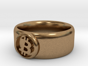 Bitcoin Ring (BTC) - Size 8.0 (U.S. 18.14mm dia) in Natural Brass