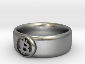 Bitcoin Ring (BTC) - Size 12.0 (U.S. 21.39mm dia) in Natural Silver