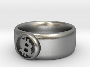 Bitcoin Ring (BTC) - Size 8.0 (U.S. 18.14mm dia) in Natural Silver