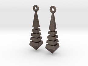Monolith Earrings in Polished Bronzed Silver Steel