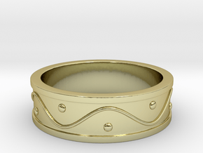 Ring Dots and Wave - Size 7 in 18k Gold Plated Brass