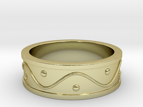 Ring Dots and Wave - Size 5 in 18k Gold Plated Brass