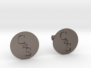 Cuff Links in Polished Bronzed Silver Steel
