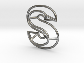 S Pendant in Fine Detail Polished Silver