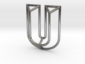 U Pendant in Fine Detail Polished Silver