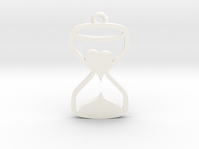 Heart Hourglass Necklace in White Processed Versatile Plastic