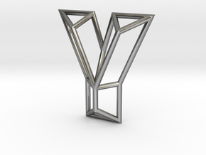 Y Pendant in Fine Detail Polished Silver