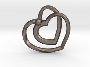 Heart Pendant in Polished Bronzed Silver Steel