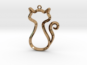 Cat Pendant in Polished Brass