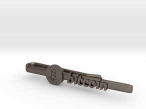 Bitcoin Tie Clip in Polished Bronzed Silver Steel