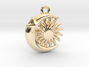 Sun&Moon&Star Pendant in 14k Gold Plated Brass