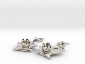 Flower Earrings in Rhodium Plated Brass