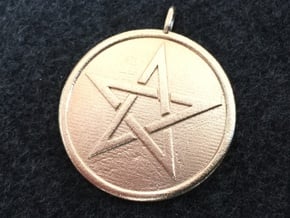 Solid Pentacle Pendant in Natural Brass