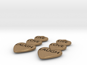 Live Love Laugh Hearts Earrings in Natural Brass