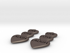 Live Love Laugh Hearts Earrings in Polished Bronzed Silver Steel