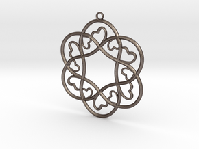 Little Hearts Pendant in Polished Bronzed Silver Steel