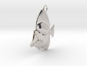 Fish Pendant in Rhodium Plated Brass