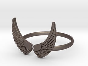 Wings Ring in Polished Bronzed Silver Steel