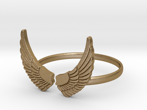Wings Ring in Polished Gold Steel
