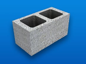 1:12 Scale Cinder Block (end type) in White Natural Versatile Plastic