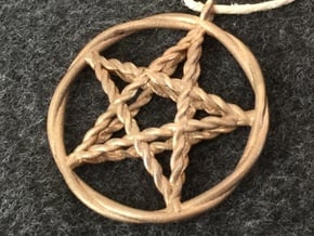 Pentacle pendant - woven in Natural Bronze