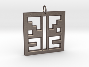 Square Angel Pendant in Polished Bronzed Silver Steel