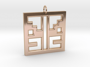 Square Angel Pendant in 14k Rose Gold Plated Brass